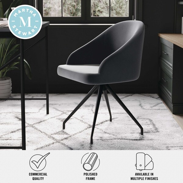 Martha Stewart Sora Upholstered Stationary Office Chair in Gray/Oil Rubbed Bronze - CH-222119-GY-BK-MS