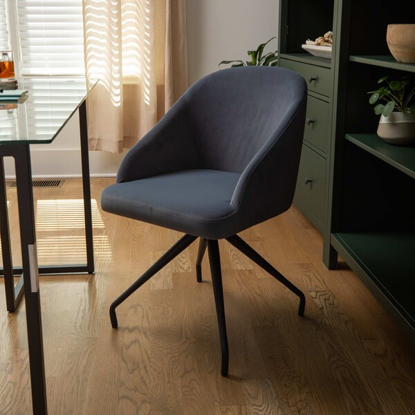 Martha Stewart Sora Upholstered Stationary Office Chair in Gray/Oil Rubbed Bronze - CH-222119-GY-BK-MS