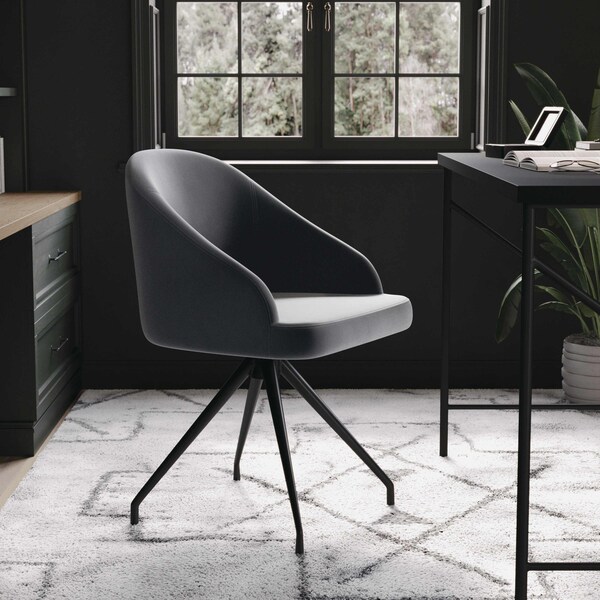 Martha Stewart Sora Upholstered Stationary Office Chair in Gray/Oil Rubbed Bronze - CH-222119-GY-BK-MS