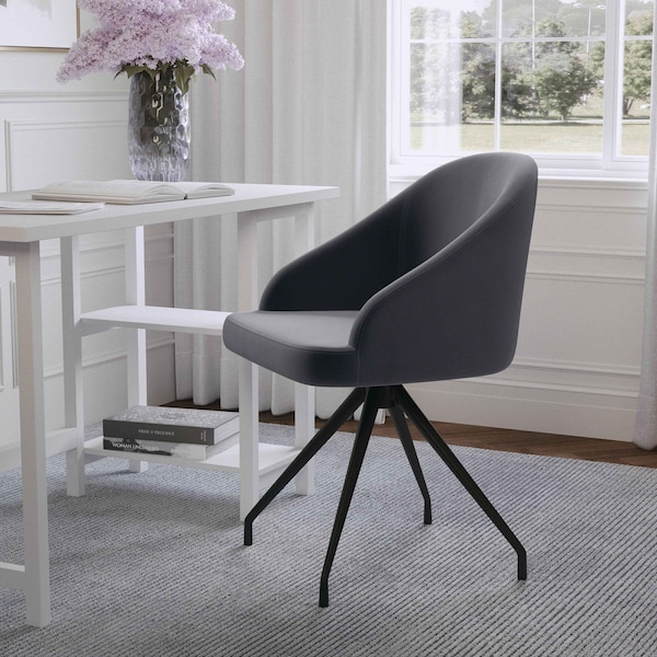 Martha Stewart Sora Upholstered Stationary Office Chair in Gray/Oil Rubbed Bronze - CH-222119-GY-BK-MS