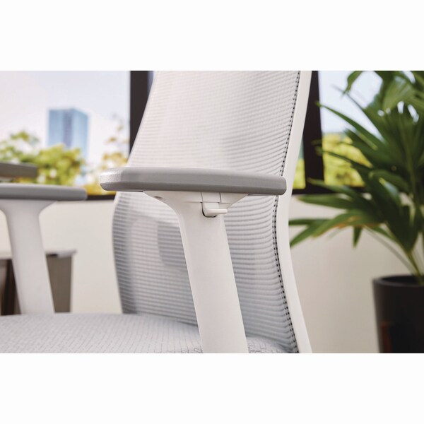 Hon Ignition 2.0 4-Way Stretch Mid-Back Mesh Task Chair, 17in-21in Seat Height, Basalt/Fog, White Base - HONI2MM2AFA25WX