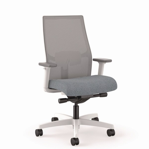 Hon Ignition 2.0 4-Way Stretch Mid-Back Mesh Task Chair, 17in-21in Seat Height, Basalt/Fog, White Base - HONI2MM2AFA25WX
