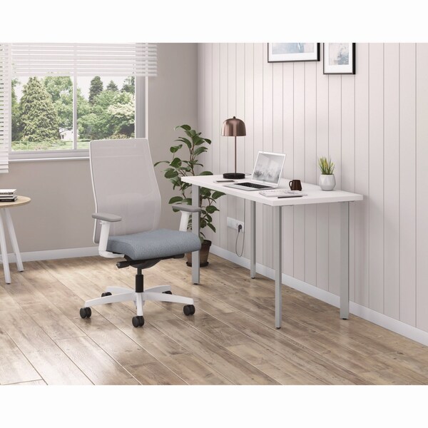 Hon Ignition 2.0 4-Way Stretch Mid-Back Mesh Task Chair, 17in-21in Seat Height, Basalt/Fog, White Base - HONI2MM2AFA25WX