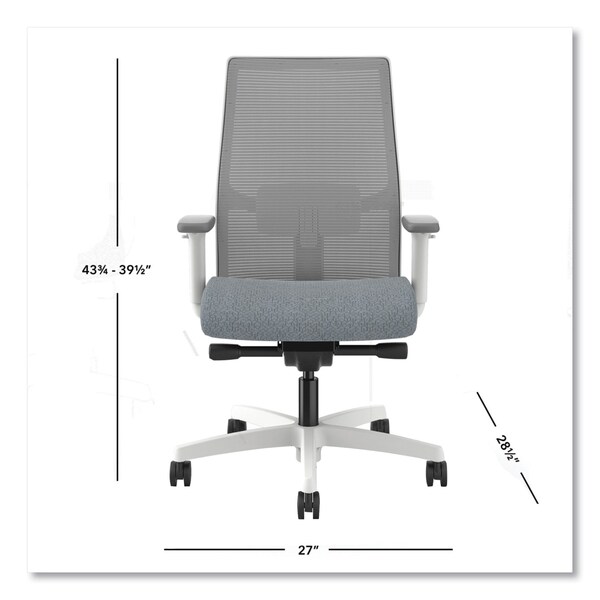 Hon Ignition 2.0 4-Way Stretch Mid-Back Mesh Task Chair, 17in-21in Seat Height, Basalt/Fog, White Base - HONI2MM2AFA25WX