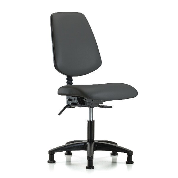 Blue Ridge Ergonomics Desk Chair No Arms, 18" to 23" Height, Vinyl, Charcoal - BR-VDHCH-MB-RG-T0-A0-RG-8605