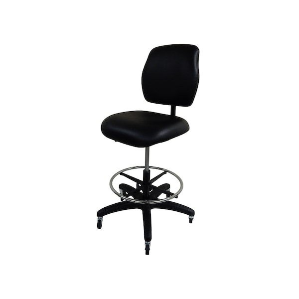 Shopsol Workbench Chair Vinyl Seat Backrest . 300 lbs. seat capacity footring Locking Casters - 1010929