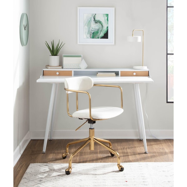 Lumisource Demi Office Chair in Gold Metal and Cream Velvet - OC-DEMI AUVCR