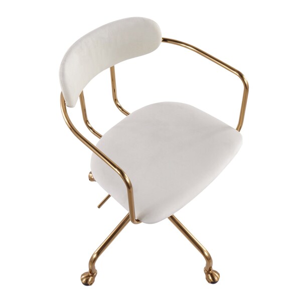 Lumisource Demi Office Chair in Gold Metal and Cream Velvet - OC-DEMI AUVCR