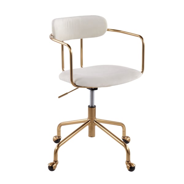 Lumisource Demi Office Chair in Gold Metal and Cream Velvet - OC-DEMI AUVCR