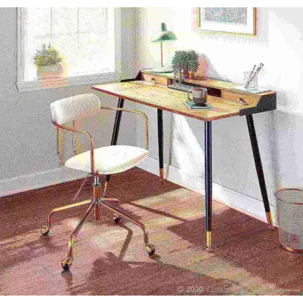 Lumisource Demi Office Chair in Gold Metal and Cream Velvet - OC-DEMI AUVCR