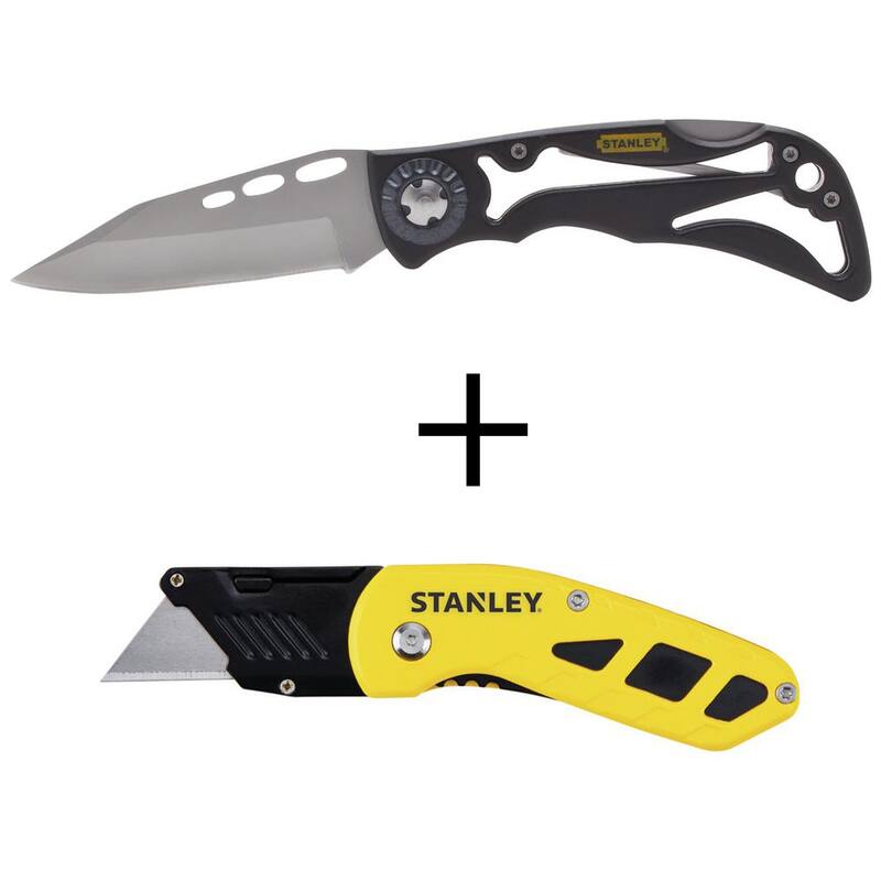 Stanley 7-1/4 in. Skeleton Folding Pocket Knife and Compact Fixed Blade Folding Utility Knife - STHT10253W424​​