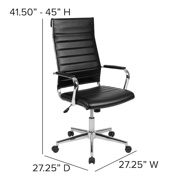 Flash Furniture Office Chair, Padded Arms, Black - BT-20595H-1-BK-GG
