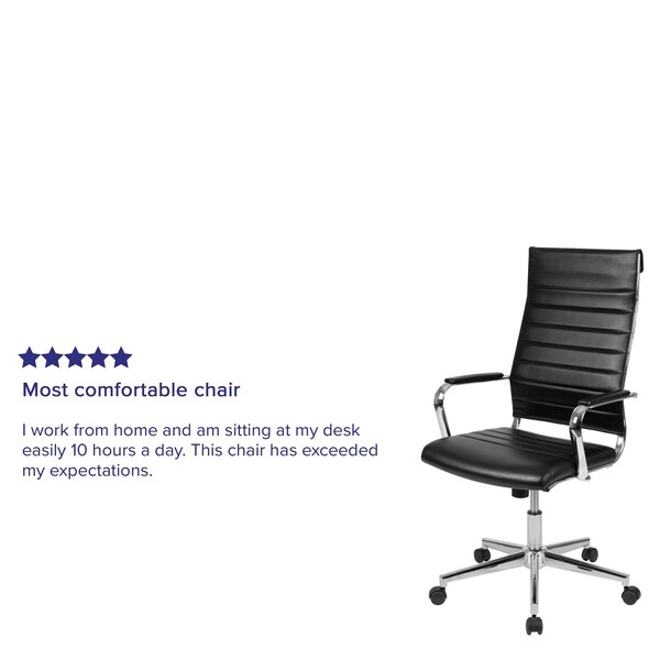 Flash Furniture Office Chair, Padded Arms, Black - BT-20595H-1-BK-GG