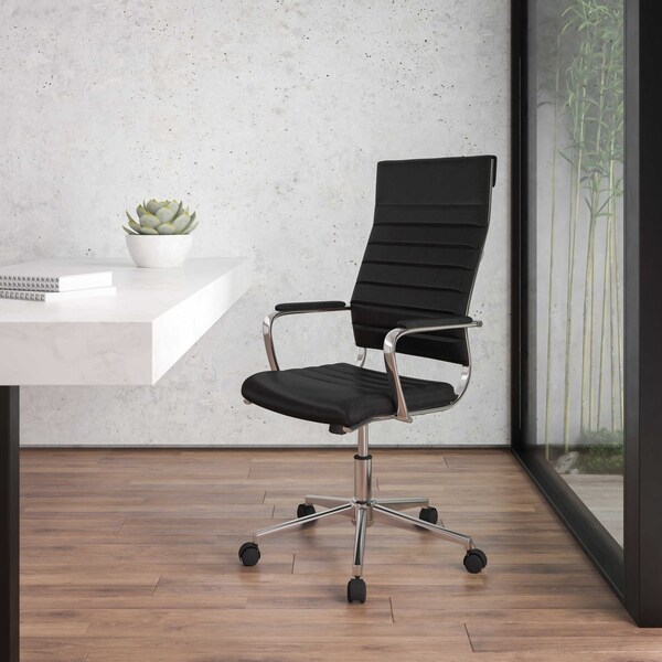 Flash Furniture Office Chair, Padded Arms, Black - BT-20595H-1-BK-GG