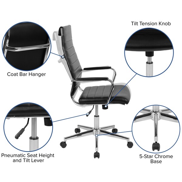 Flash Furniture Office Chair, Padded Arms, Black - BT-20595H-1-BK-GG