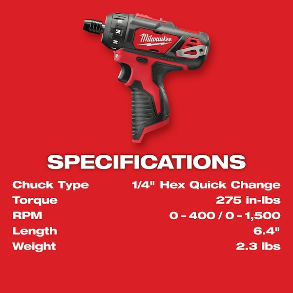 Milwaukee Tool M12 FUEL 1/4” Hex 2-Speed Screwdriver Kit - 2406-22