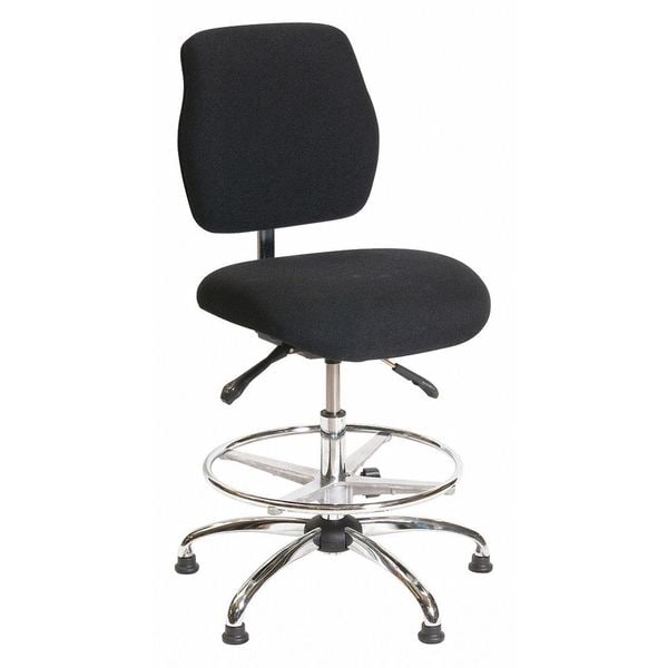 Shopsol Workbench Chair ESD Chair, 26" to 36" Height, Fabric, Black - 1010430