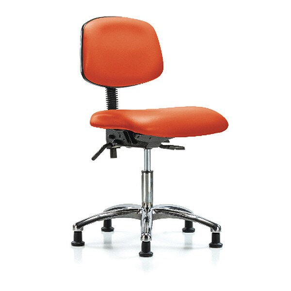 Blue Ridge Ergonomics Desk Chair Desk Chair, Vinyl, Chrome Glides, Orange, No Arms, 18" to 23" Height, Vinyl, Orange Kist - BR-VDHCH-CR-T0-A0-RG-8613