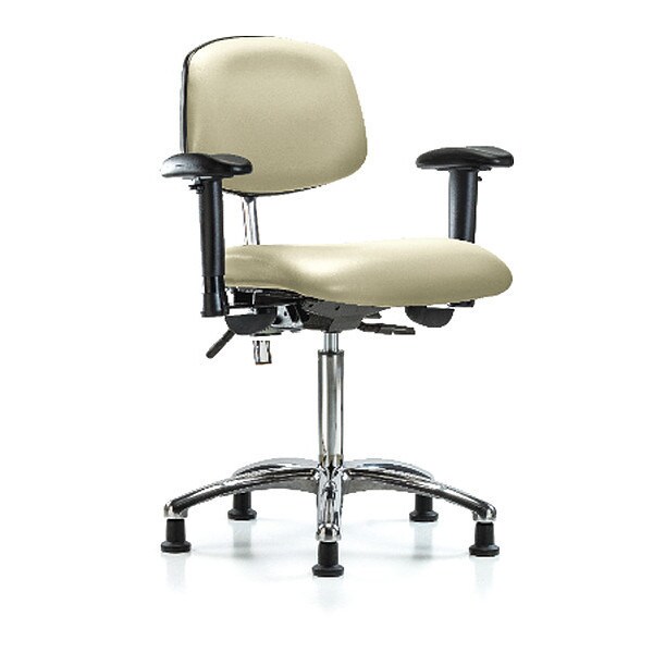 Blue Ridge Ergonomics Clean Room Chair Med Ben Chair, Vin, Chrm, AA, Glds, Wht, CL100, Adjustable Arms, 22" to 29" Height - BR-NCR-VMBCH-CR-T0-A1-NF-RG-8501