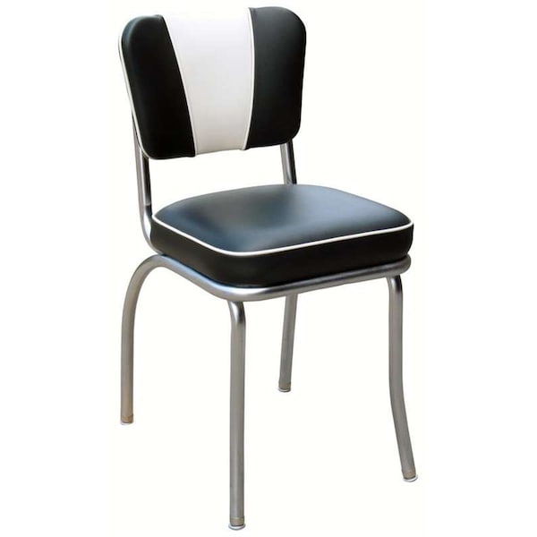 Richardson Seating Corp Richardson Seating Corp 4220BLK 4220 V -Back Diner Chair -Black-White- Box Seat - 4220BLK