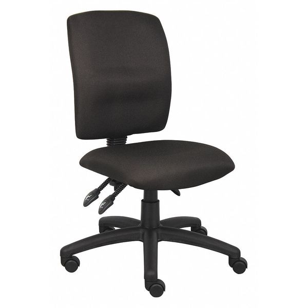 Boss Fabric Task Chair, 21 1/2-, Armless, Black - B3035-BK