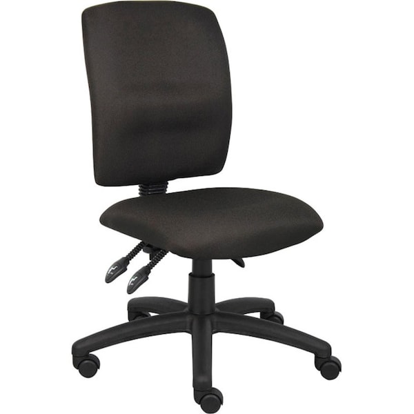 Boss Fabric Task Chair, 21 1/2-, Armless, Black - B3035-BK
