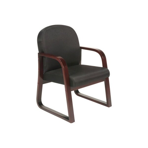 Boss Office Products Boss Reception Guest Chair with Arms and Wood Frame - Fabric - Black - B9570-BK