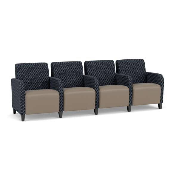 Lesro Siena 4 Seat Tandem Seating, Black, RS NightSky Back, MD Farro Seat, RS NightSky Panels - SN4103