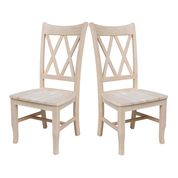 International Concepts Set of 2 Double X-Back Chairs, Unfinished - C-20P