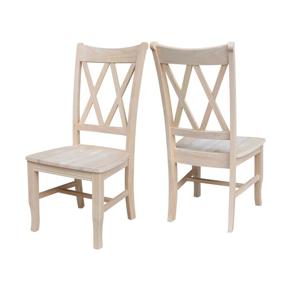 International Concepts Set of 2 Double X-Back Chairs, Unfinished - C-20P