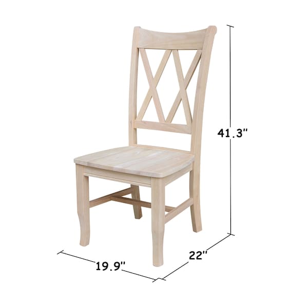 International Concepts Set of 2 Double X-Back Chairs, Unfinished - C-20P