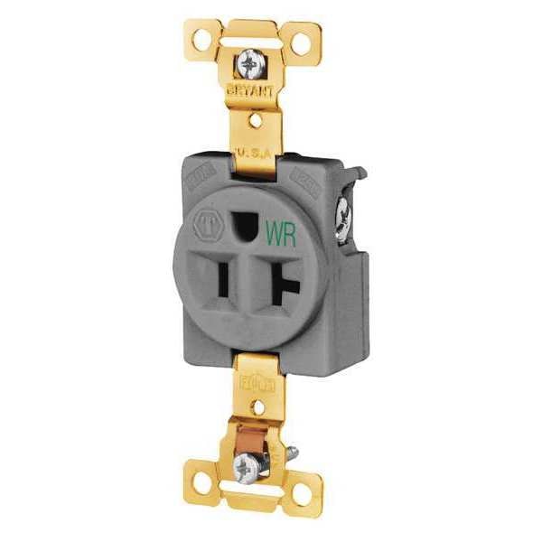 Zoro Select Receptacle, 20 A Amps, 125V AC, Flush Mount, Single Outlet, 5-20R, Gray - 5361GRYWR