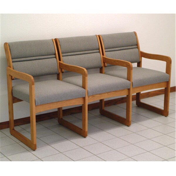 Latestluxury Valley Three Seat Chair with Center Arms in Medium Oak - Charcoal Grey - LA142413
