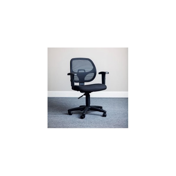 Global Equipment Interion    Office Chair With Mid Back   Adjustable Arms, Black, Black - A2813TM1+22A4