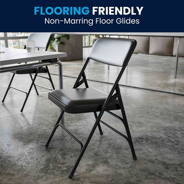 Flash Furniture Folding Chair, Black Vinyl, 30" H - HA-MC309AV-BK-GG
