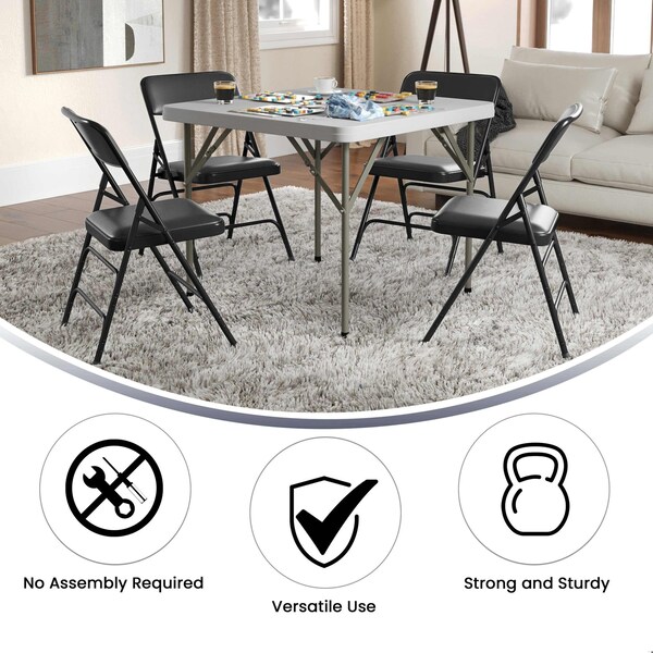 Flash Furniture Folding Chair, Black Vinyl, 30" H - HA-MC309AV-BK-GG
