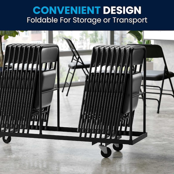 Flash Furniture Folding Chair, Black Vinyl, 30" H - HA-MC309AV-BK-GG