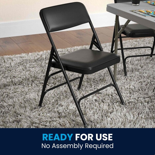 Flash Furniture Folding Chair, Black Vinyl, 30" H - HA-MC309AV-BK-GG