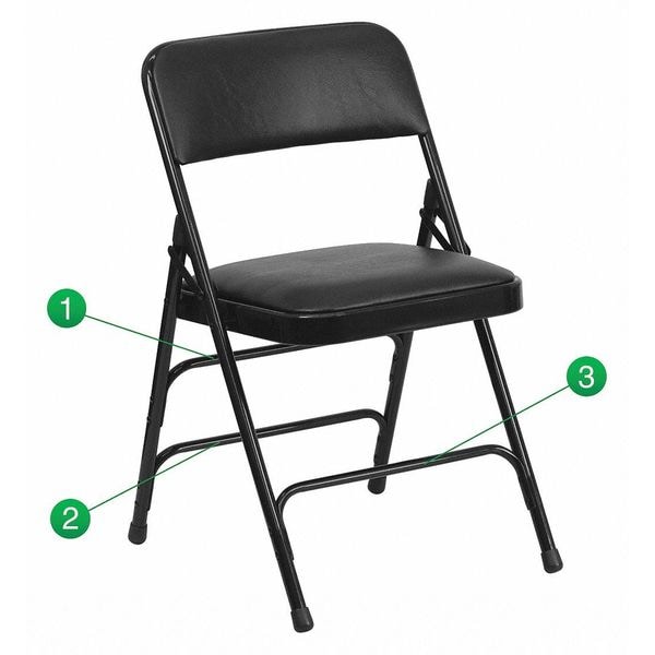 Flash Furniture Folding Chair, Black Vinyl, 30" H - HA-MC309AV-BK-GG