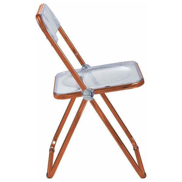 Leisuremod Lawrence Acrylic Folding Chair with Orange Metal Frame, Orange, 4PK - LFCL19OR4
