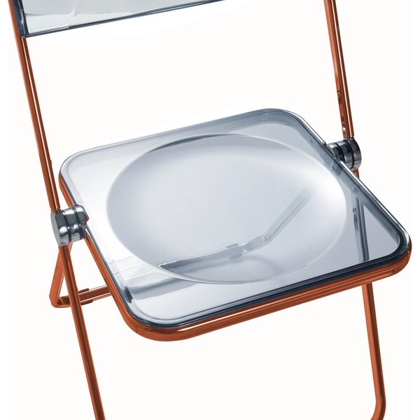 Leisuremod Lawrence Acrylic Folding Chair with Orange Metal Frame, Orange, 4PK - LFCL19OR4