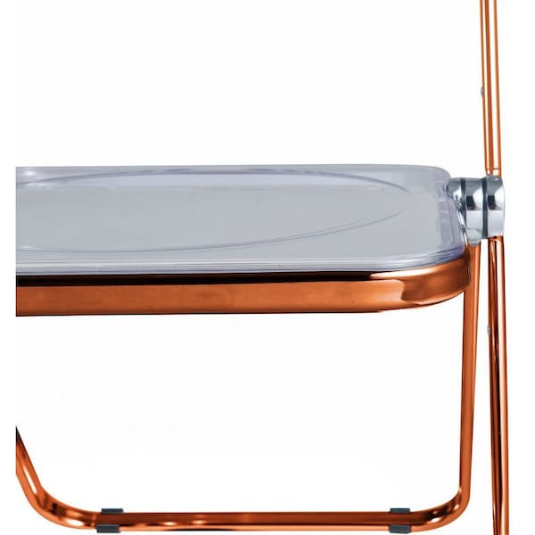 Leisuremod Lawrence Acrylic Folding Chair with Orange Metal Frame, Orange, 4PK - LFCL19OR4