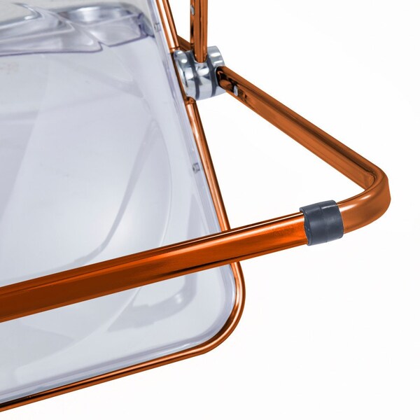Leisuremod Lawrence Acrylic Folding Chair with Orange Metal Frame, Orange, 4PK - LFCL19OR4