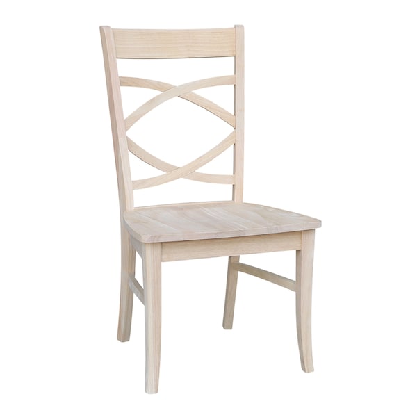 International Concepts Set of 2 Milano Chairs with Wood Seats, Unfinished - C-316P