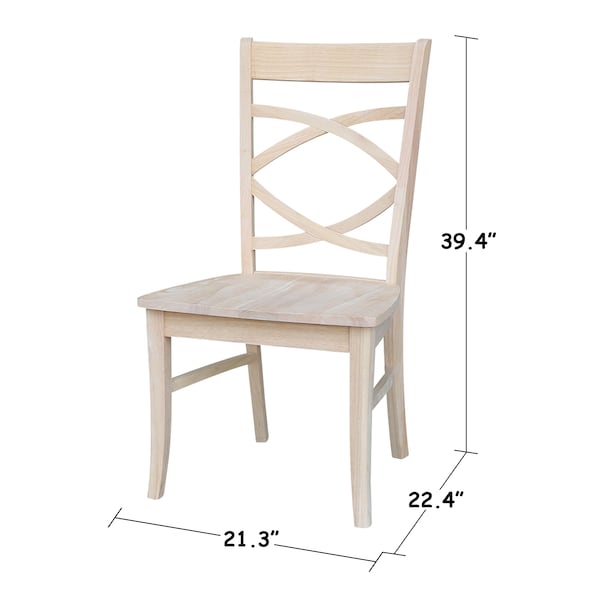 International Concepts Set of 2 Milano Chairs with Wood Seats, Unfinished - C-316P