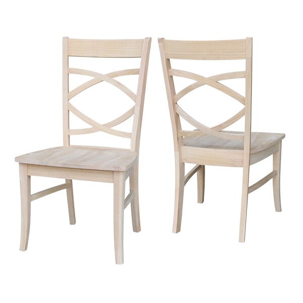 International Concepts Set of 2 Milano Chairs with Wood Seats, Unfinished - C-316P