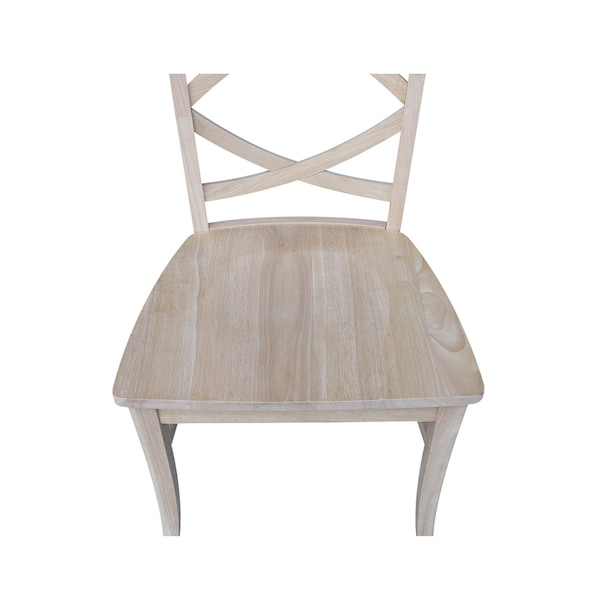 International Concepts Set of 2 Milano Chairs with Wood Seats, Unfinished - C-316P