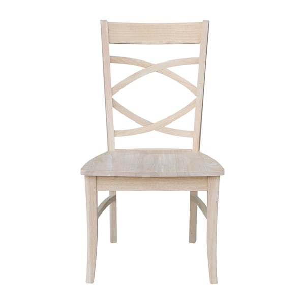 International Concepts Set of 2 Milano Chairs with Wood Seats, Unfinished - C-316P