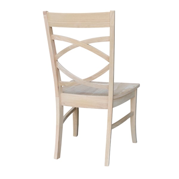 International Concepts Set of 2 Milano Chairs with Wood Seats, Unfinished - C-316P