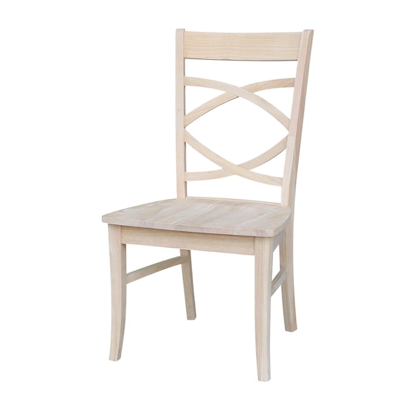 International Concepts Set of 2 Milano Chairs with Wood Seats, Unfinished - C-316P